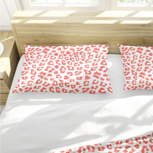 Coral Leopard Print Pillowcase