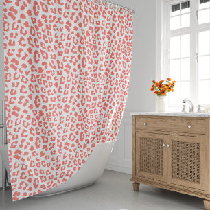 Coral Leopard Print Shower Curtain