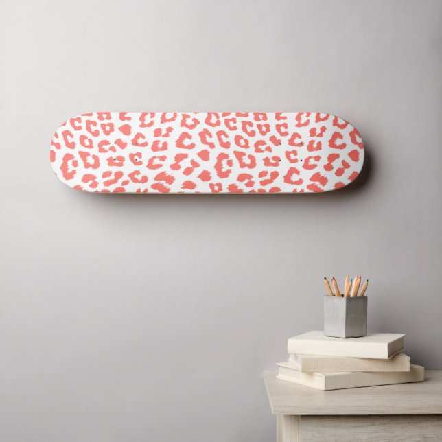 Coral Leopard Print Skateboard (Wall Art (Horz))