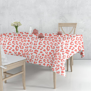 Coral Leopard Print Tablecloth