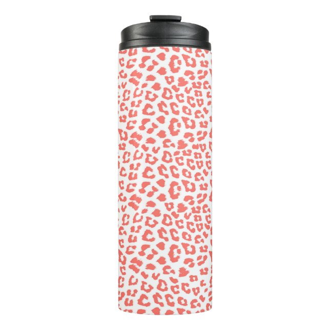 Coral Leopard Print Thermal Tumbler (Front)
