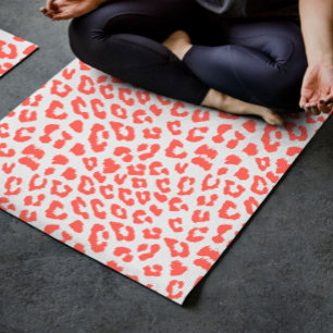 Coral Leopard Print Yoga Mat