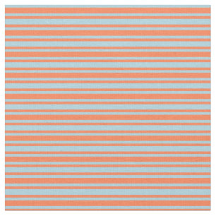 Coral & Light Blue Lines Pattern Fabric