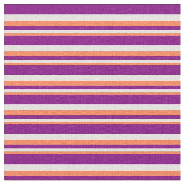 Coral, Light Cyan & Purple Coloured Pattern Fabric (Close Up)