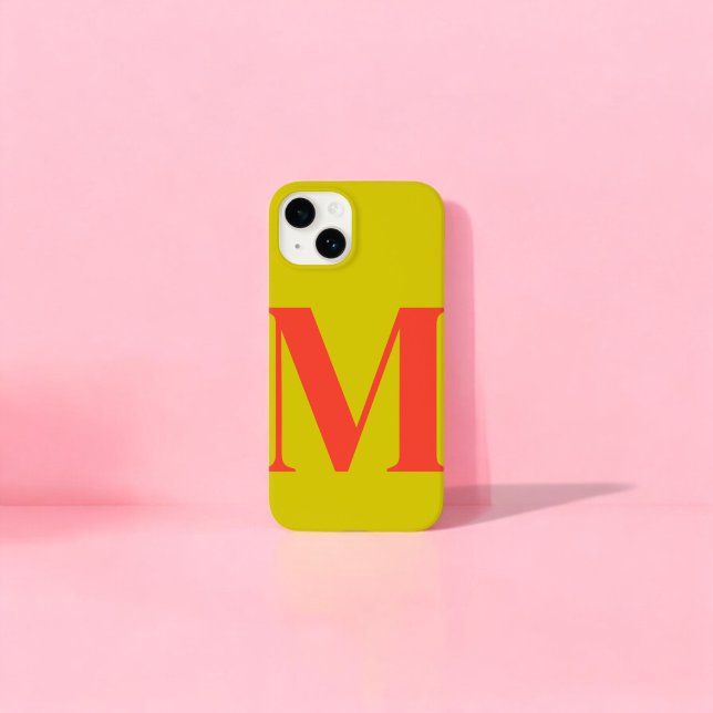 Coral Lime Iniatial Personalised Monogram  iPhone Case (Creator Uploaded)