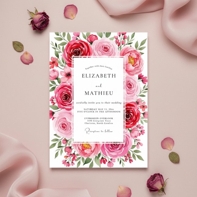 Coral Lush Blossom Wedding Invitation (Creator Uploaded)