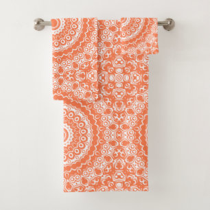 Coral Mandala Geometric Pattern Bath Towel Set
