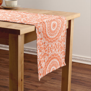 Coral Mandala Geometric Pattern Medium Table Runner