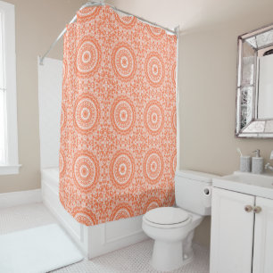 Coral Mandala Geometric Pattern Shower Curtain