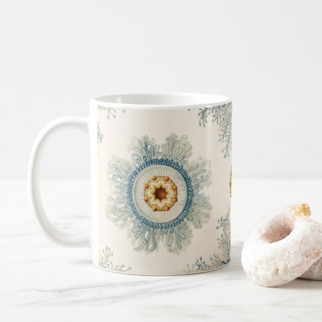 Coral Mandala Pattern Coffee Mug (With Donut)