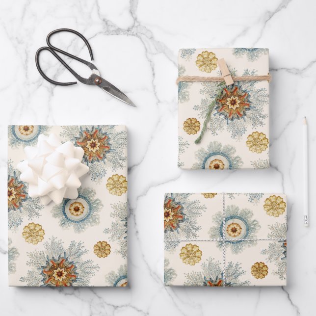 Coral Mandala Pattern Wrapping Paper Sheet (Front)