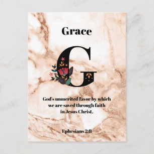 Coral Marble G Monogram Personalised Scripture Postcard