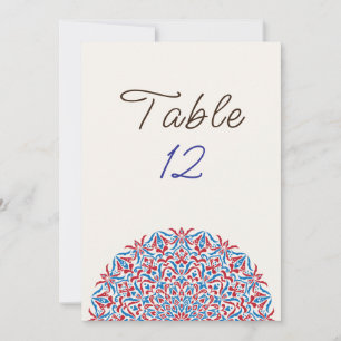 Coral Marble Stone Mandala Wedding Table Number