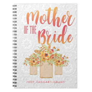 Coral Mason Jar Floral Mother of the Bride Notebook
