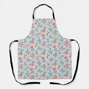 Coral Meadow Floral Pattern Apron