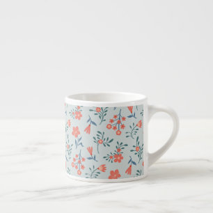 Coral Meadow Floral Pattern Espresso Cup