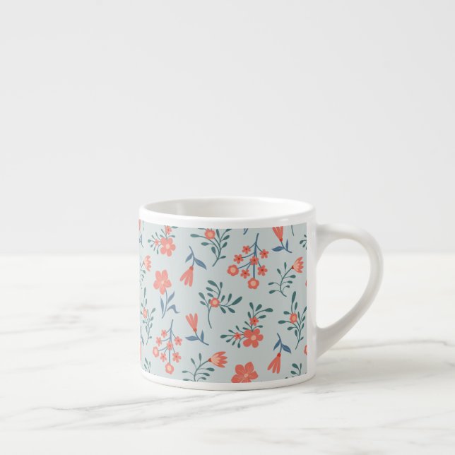 Coral Meadow Floral Pattern Espresso Cup (Right)