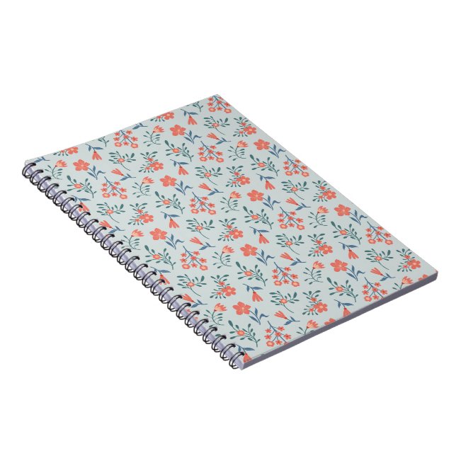 Coral Meadow Floral Pattern Notebook (Right Side)