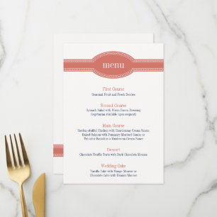 Coral Menu Card, Caroline Wedding Collection