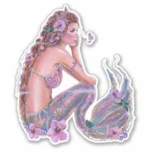 Coral mermaid with seahorse by Renee