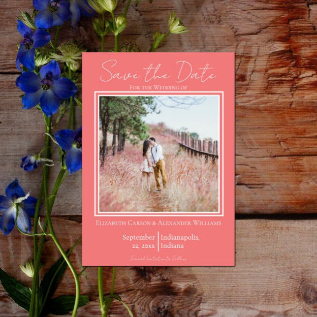 Coral Minimalist Photo Save The Date (Coral Minimalist Photo Save the Date)