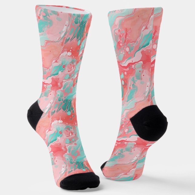 Coral Mint Acrylic Socks (Angled)