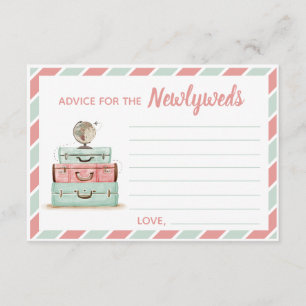 Coral mint advice for the newlyweds travel theme enclosure card