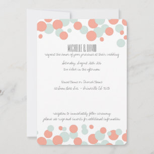 Coral & Mint Bubbles Confetti Wedding Invitations