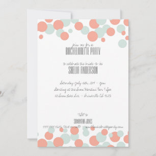Coral & Mint Bubbles Party Invitations