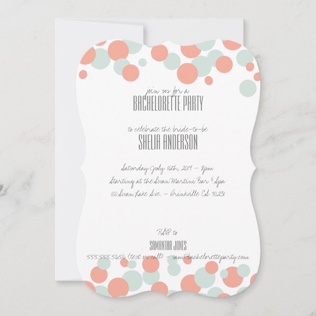 Coral & Mint Bubbles Party Invitations (Front)