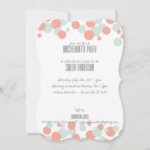 Coral & Mint Bubbles Party Invitations
