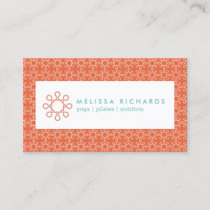 Coral/Mint Woven Design for Fitness and Yoga Business Card