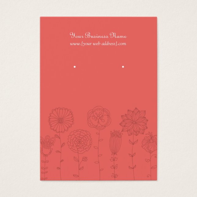 Coral Mod Flowers Custom Earring Card (Front)