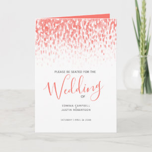 Coral modern cascading art wedding programs