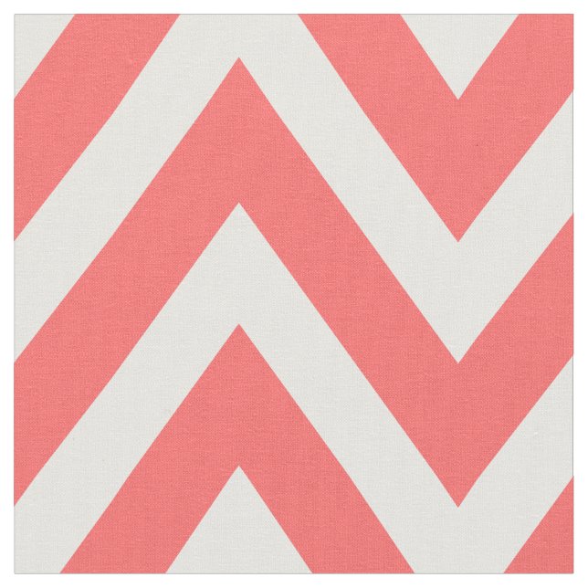 Coral Modern Chevron Large Scale Fabric (Close Up)