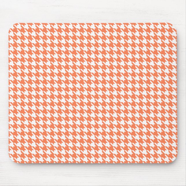 Coral Modern Houndstooth at Emporiomoffa Mouse Pad (Front)