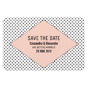 Coral Modern Polka Dots Save the Date Magnet