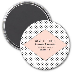 Coral Modern Polka Dots Save the Date Magnet