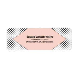 Coral Modern Polka Dots Wedding Return Address Label