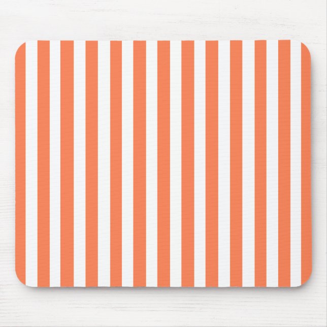 Coral Modern Stripe Mouse Pad (Front)