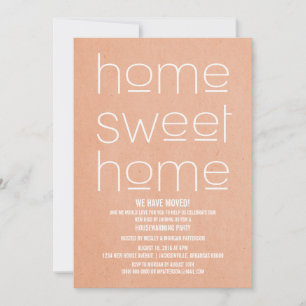 Coral Modern Sweet Home Housewarming Party Invitation