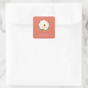 Coral Moderne Wedding Square Sticker