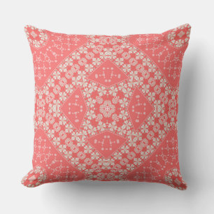 coral monochromatic ethnic ornament geometric patt cushion