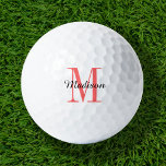 Coral Monogram Initial and Name Personalised Golf Balls<br><div class="desc">Elevate your golf game with our custom golf balls, personalised with a simple classic monogram initial and a script name overlay. Choose from a wide selection of colours to create a timeless design that’s truly unique. These golf balls make a perfect gift for any occasion, whether it’s Christmas, Father’s Day,...</div>