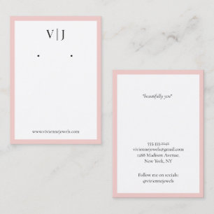 Coral Monogram Jewellery Earrings Display Card