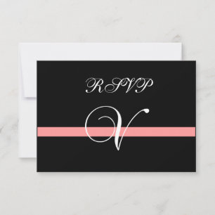 Coral Monogram V Wedding RSVP Card