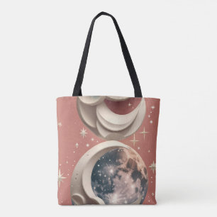 Coral Moon Warm Vibrant Aesthetic Tote Bag