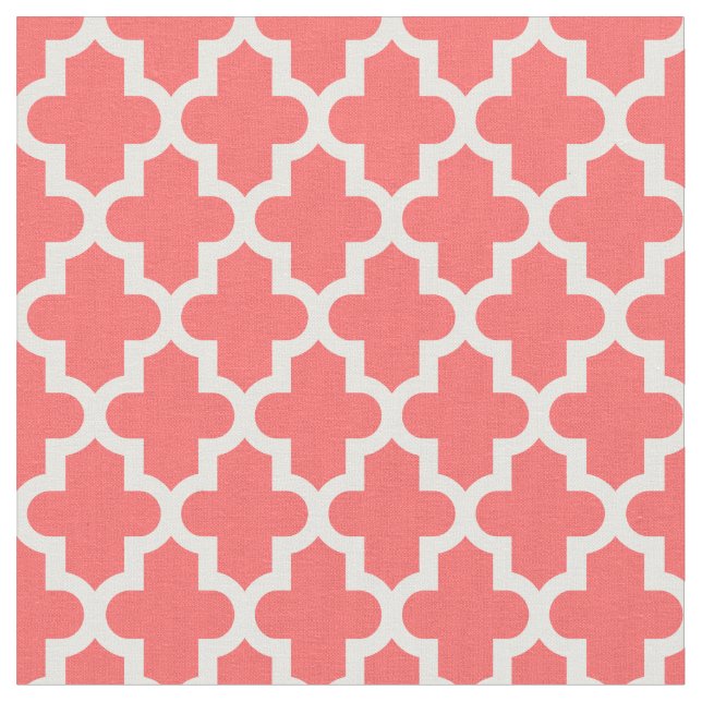 Coral Moroccan Print Fabric (Close Up)