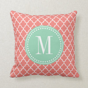 Coral Moroccan Tiles Lattice Personalised Cushion