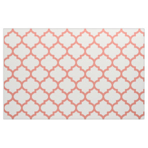 Coral Moroccan Trellis Pattern Fabric